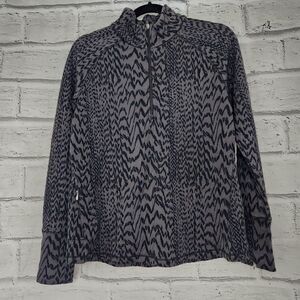 Lucy Womens Long-Sleeved  Brown/Gray 1/4 Zip Pull Over Sweatshirt Jacket Large